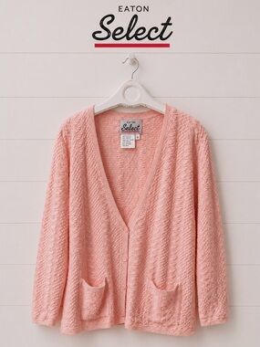 Vintage Pink Knit Cardigan – Eaton Select – Size 40
